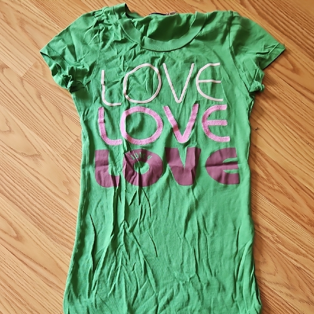 Vintage Juicy Couture Green T-Shirt with Love Print